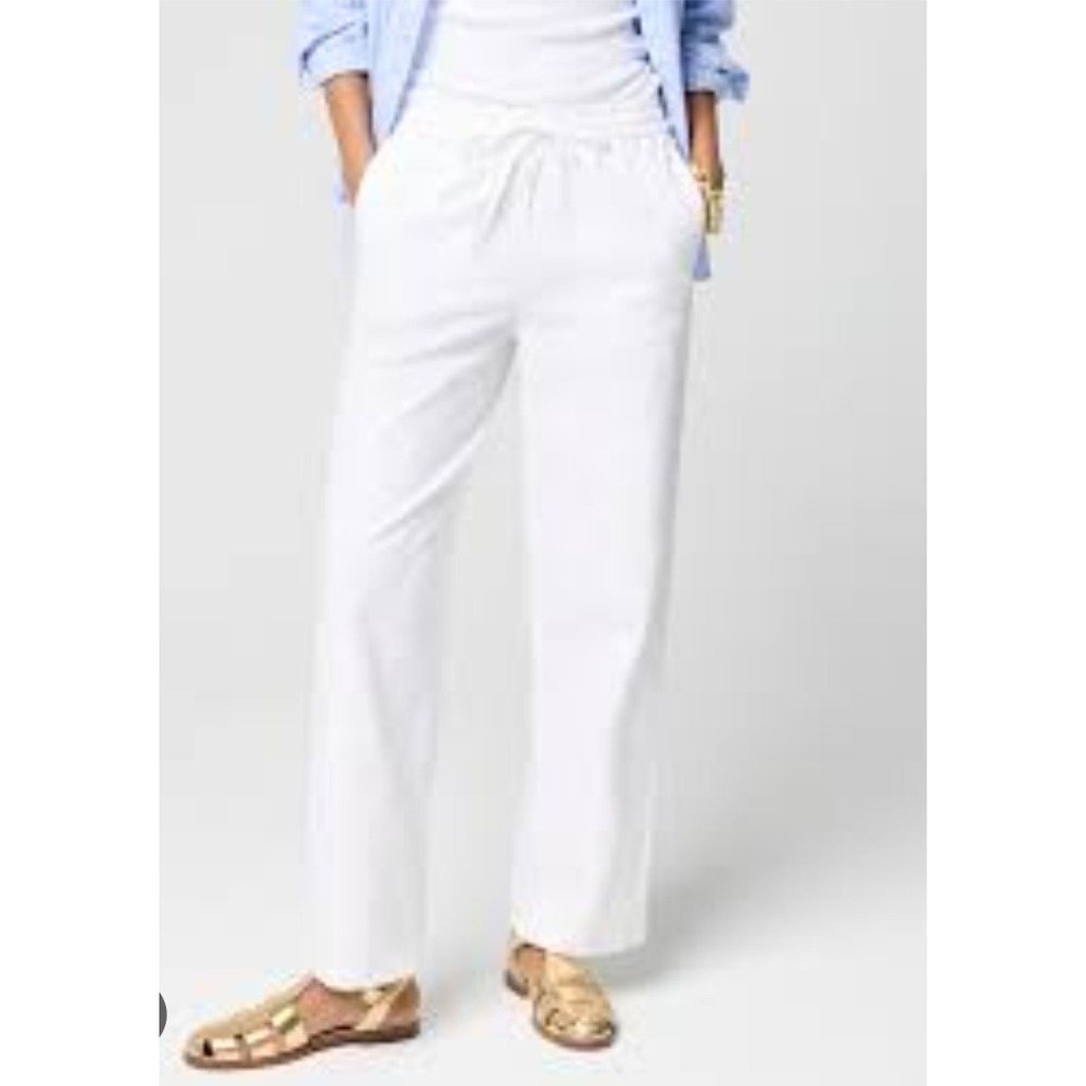 J.Crew White Linen Cotton Blend Drawstring Pants CG402 Size 6 NEW Small Flaw $98